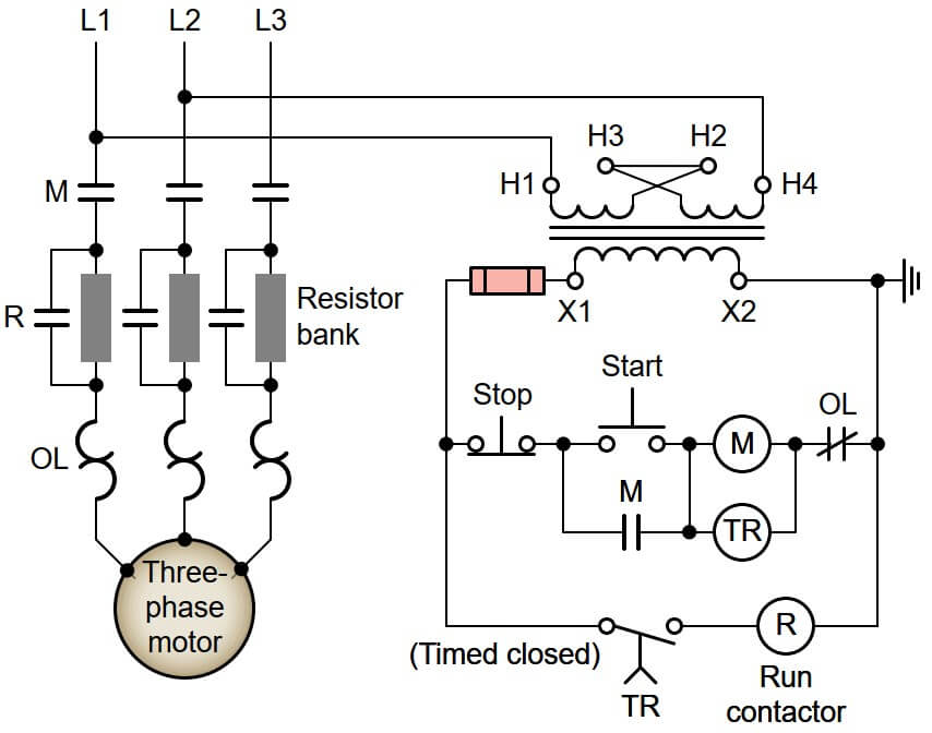 Resistance starting circuit diagram